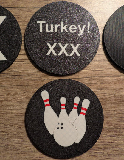 Bowling-themed coasters product photo