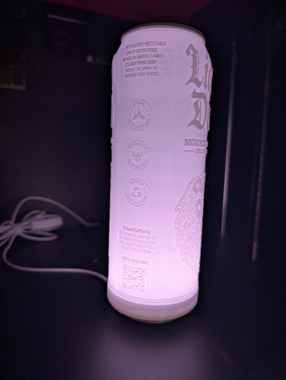 Liquid Death-style can light product photo