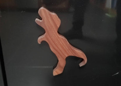 Wooden T-Rex oven puller detail view