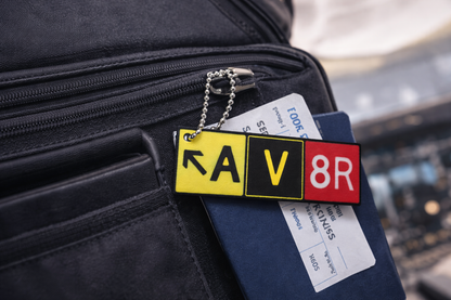 AV8R taxiway-style aviation keychain